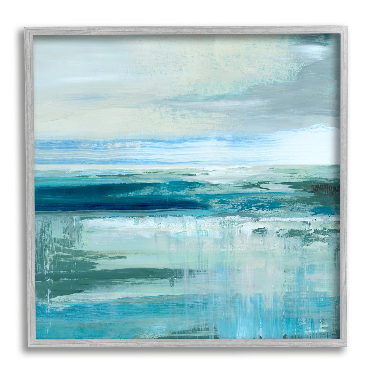 Stupell Industries Abstract Ocean Horizon Modern Nautical Painting Blue Green Framed Wall Art